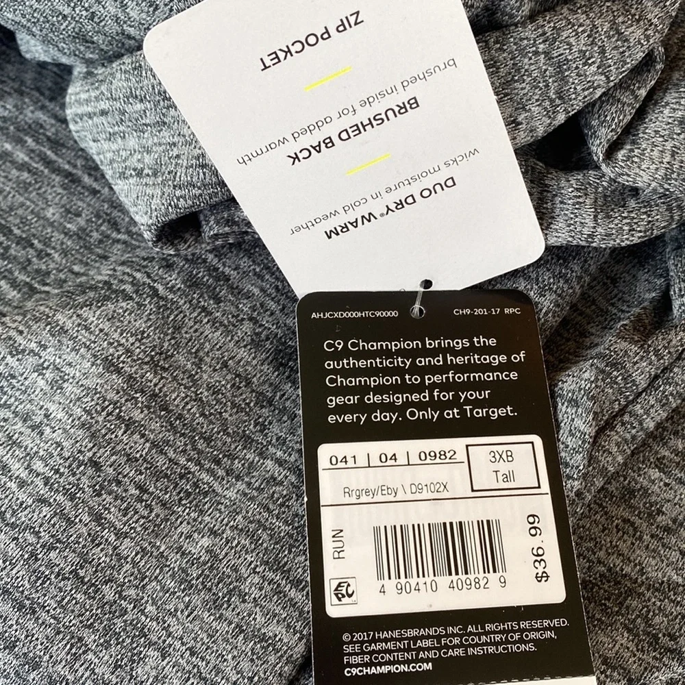 C9 by Champion Men’s big & tall Duo Dry Warm 1/4 zip shirt size 3XB Tall NEW - Picture 4 of 10